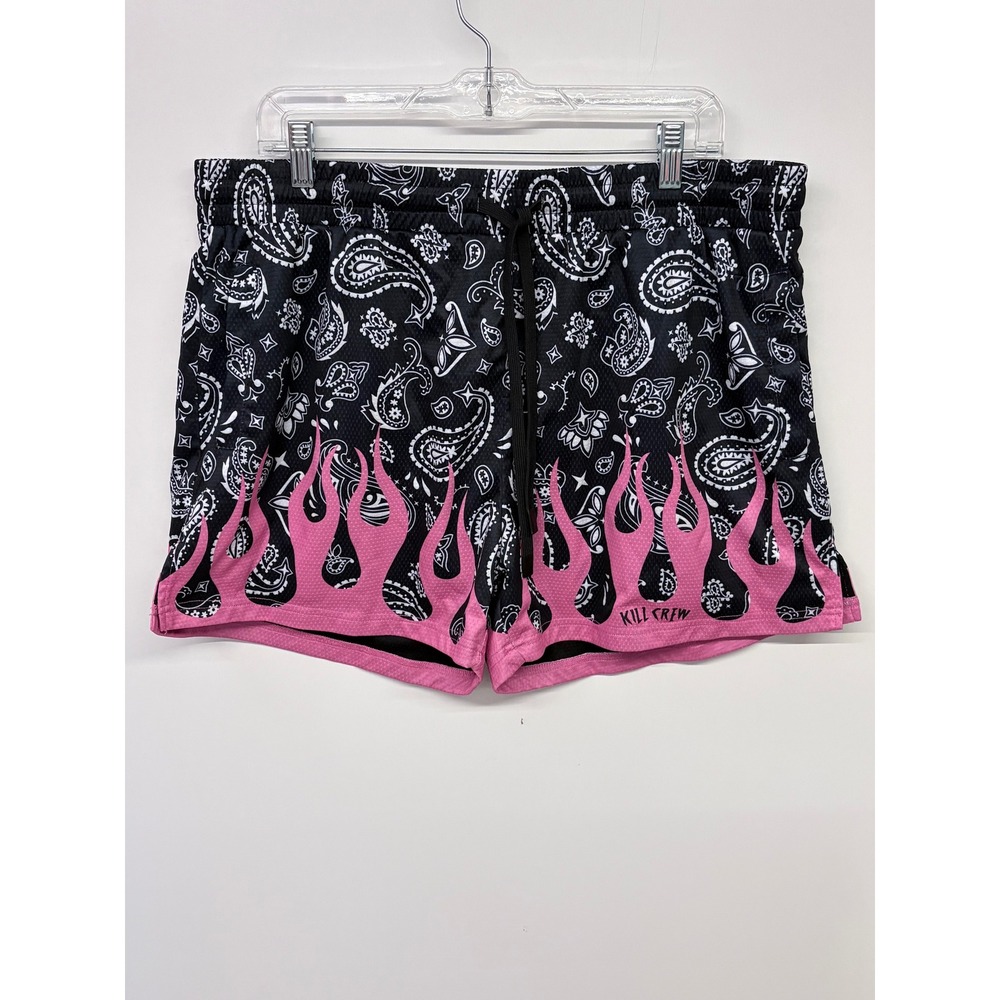 Kill Crew Streetwear Mesh Shorts Mens 4XL Black Pink Paisley Flame Gymcore Biker